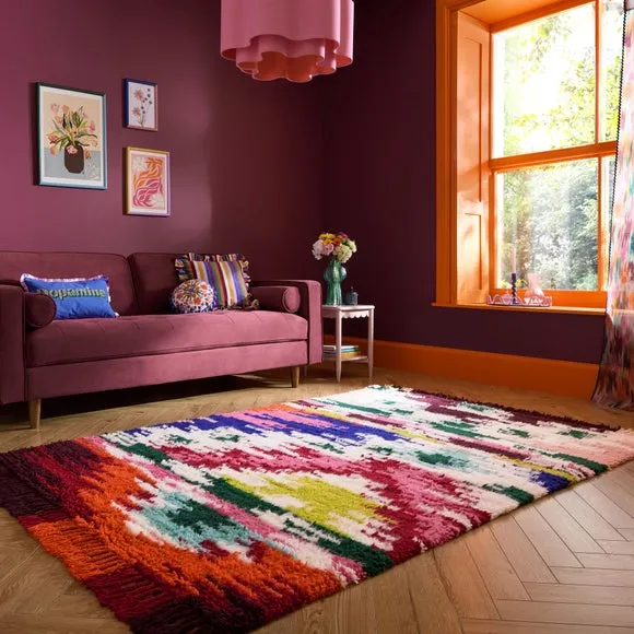 Souk Ikat Berber Rug - Multicoloured, Wool product
