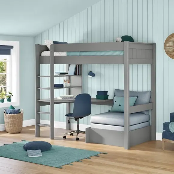 Highsleeper with Desk and Chair Bed - Grey, Painted Wood by Dunelm, image 2