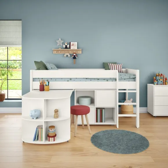 Uno Midsleeper with Pull-Out Desk and Cube Unit - White, Pine by Dunelm, image 2