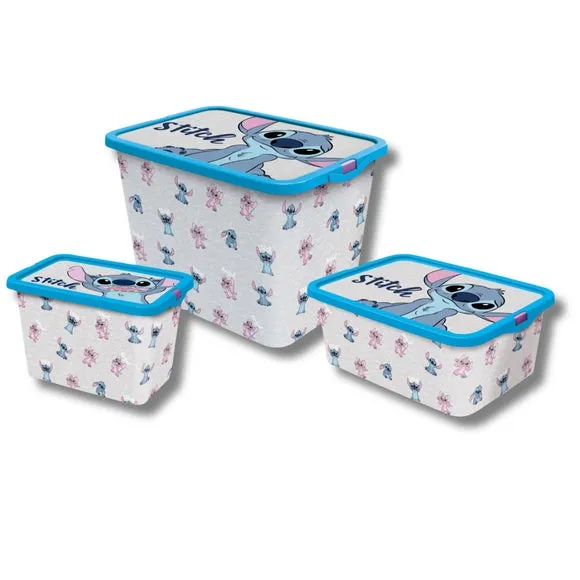 Stitch Set of 3 Storage Boxes - White product