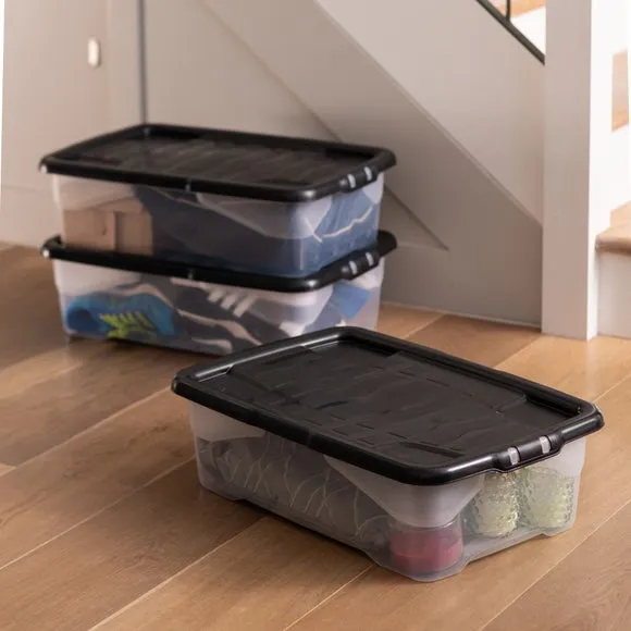 Curve Set of 3 Storage Boxes with Lids - Clear, Plastic product