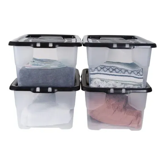 Set of 4 Curve 42L Storage Boxes with Lids - Clear alternate view