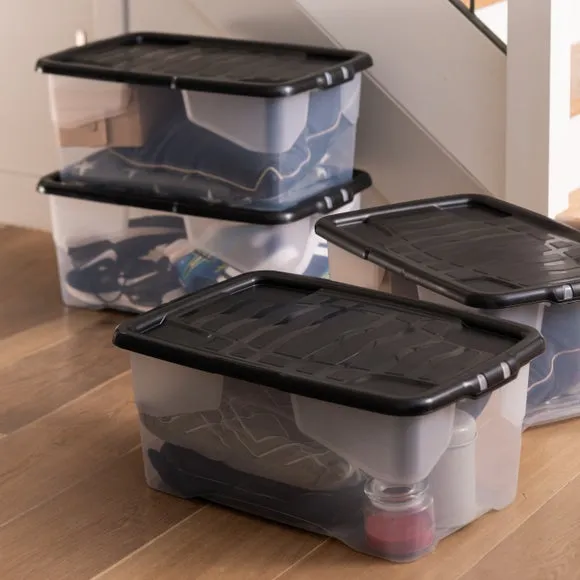 Set of 4 Curve 42L Storage Boxes with Lids - Clear product