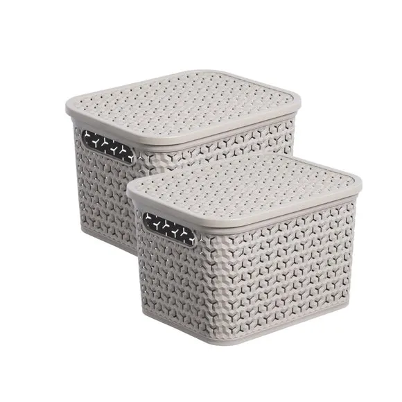 Urban Set of 2 Storage Baskets with Lids - Mocha alternate view