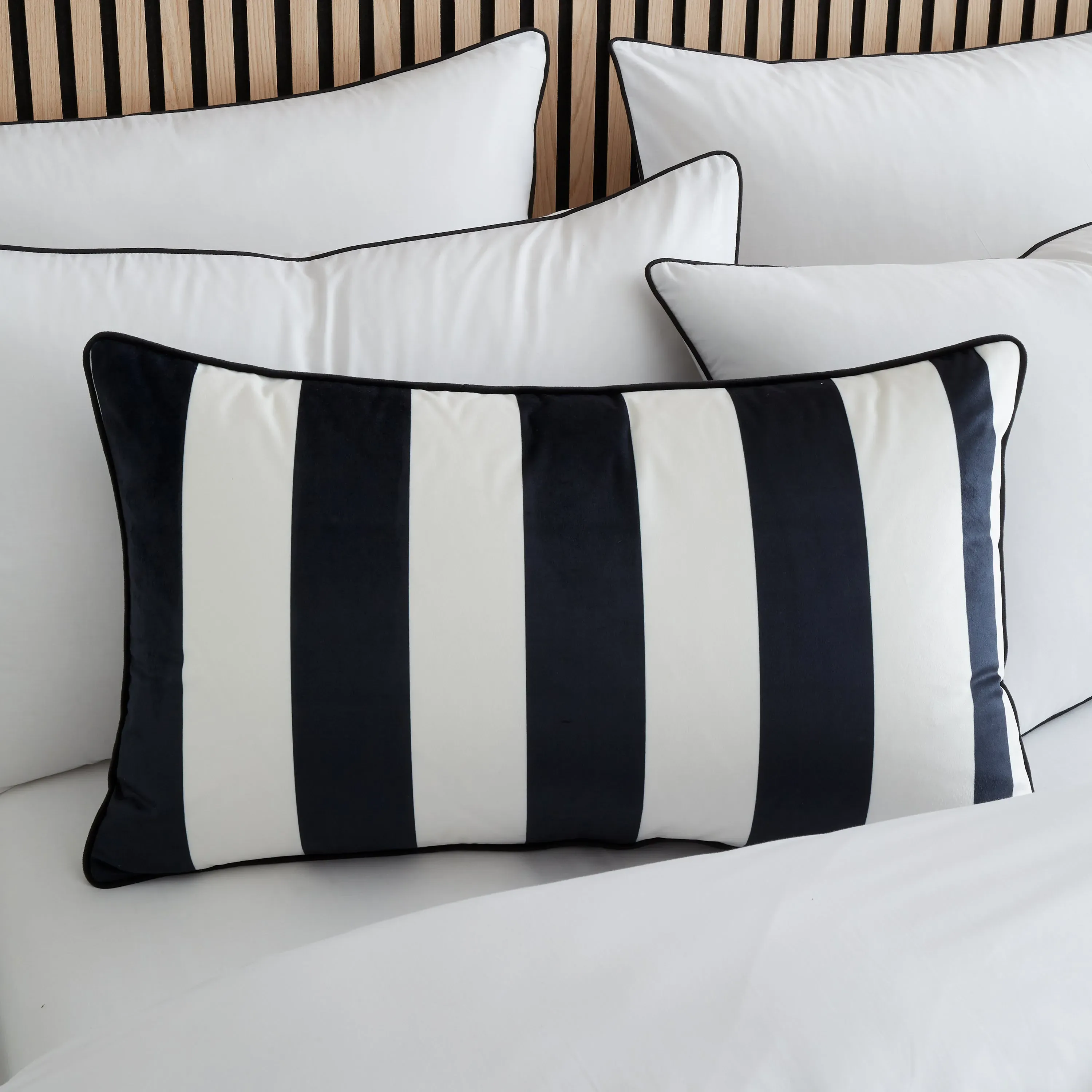 style-sisters-rectangle-velvet-stripe-cushion-white image