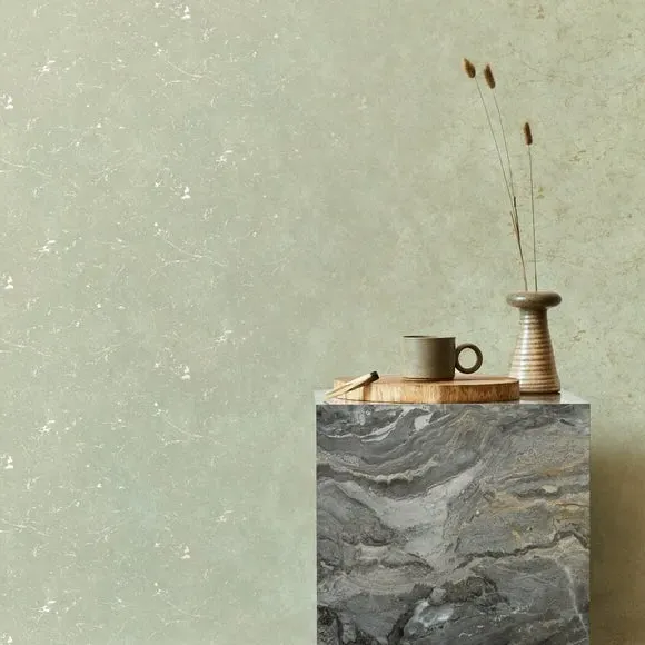 Easy Gilded Plaster Wallpaper - Sage Green