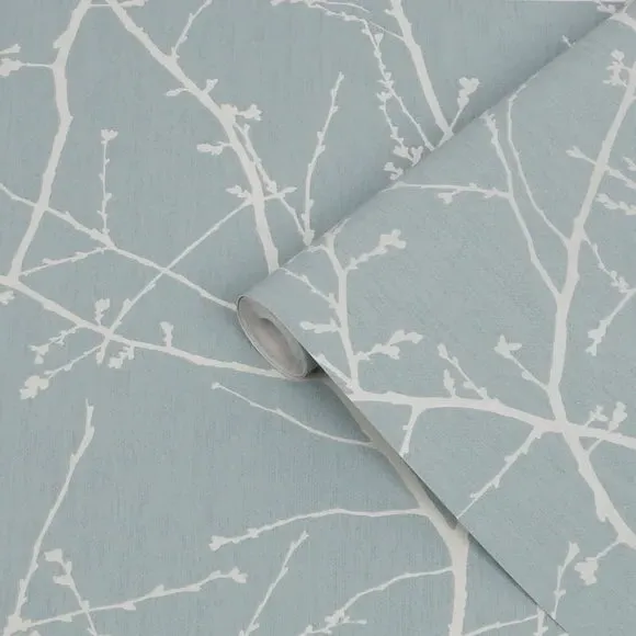 Easy Innocence Tree Floral Wallpaper - Duck Egg Blue alternate view