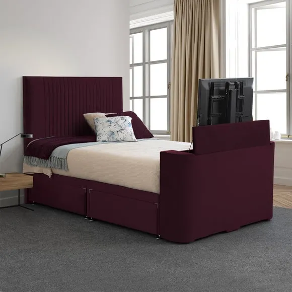 Opulence Vertical Pleated TV Bed - Aubergine