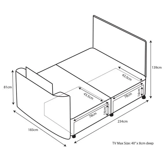 Venice Vertical Pleated TV Bed - Apple, Fabric by Dunelm, image 4