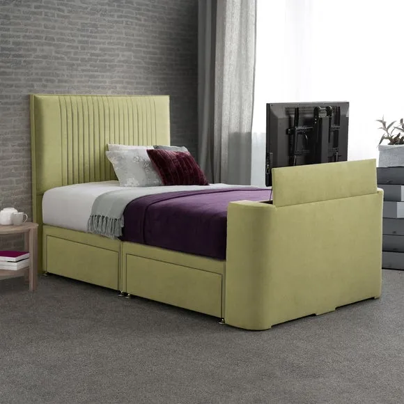 Venice Vertical Pleated TV Bed - Apple, Fabric by Dunelm
