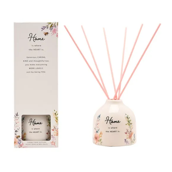 Peach Floral Ceramic Reed Diffuser - Multicolor