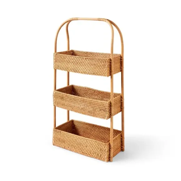 3-Compartment Storage Caddy - Natural, Rattan by Dunelm, image 3