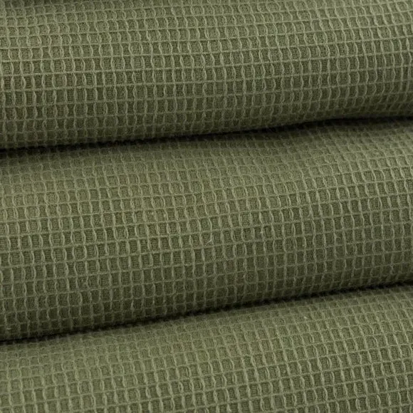 Reversible Waffle Towel - Olive, Organic Cotton by Dunelm, image 2