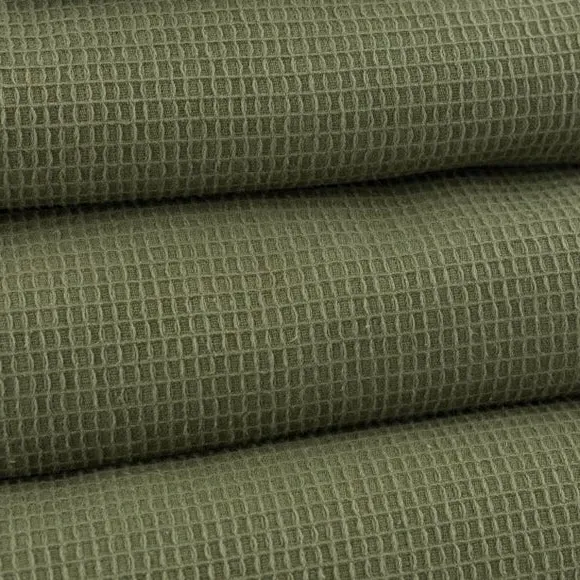 Reversible Waffle Towel - Olive, Organic Cotton by Dunelm, image 4