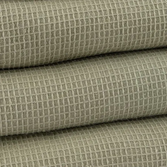 Reversible Waffle Towel - Soft Olive Green, Organic Cotton by Dunelm, alternate view