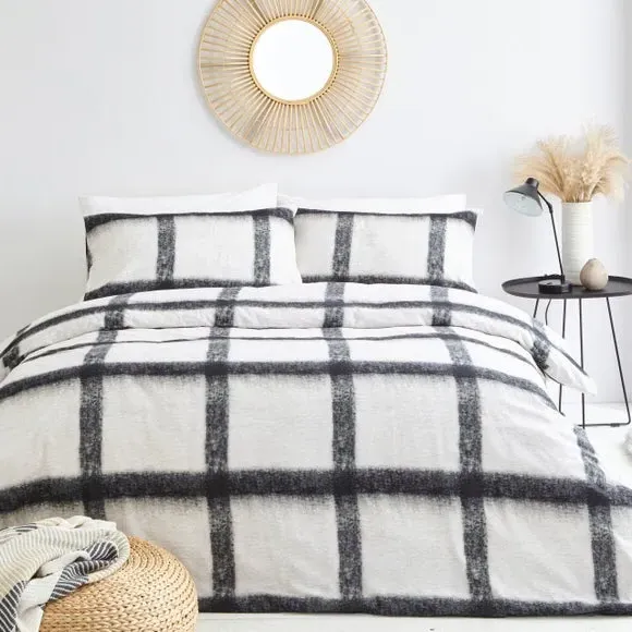 Faux Mohair Stripe Duvet Cover & Pillowcase Set - Natural, Cotton alternate view