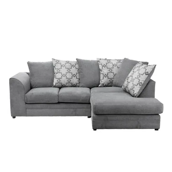 Washington L-Shaped Corner Sofa with Chaise - Grey, Chenille