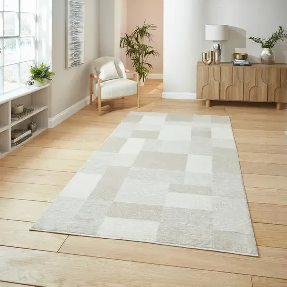 Geometric Rug Machine Washable - Cream, Polyester product