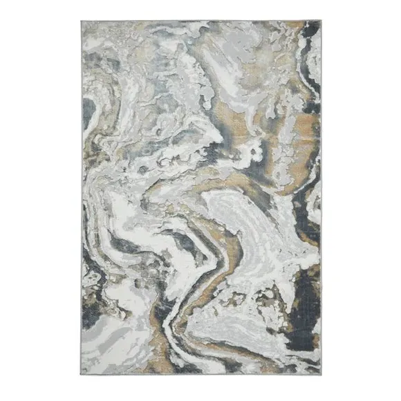 Tidal Swirl Rug - Silver, Polyester by Dunelm, image 5
