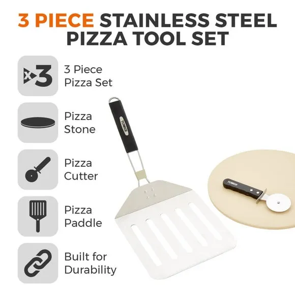 Set of 3 Pizza Tools - Silver, Stainless Steel alternate view