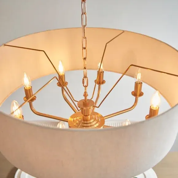 Sandringham 8 Light Adjustable Pendant Light - Gold, Linen alternate view