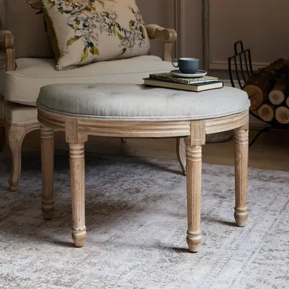 Claudette Footstool - Linen product