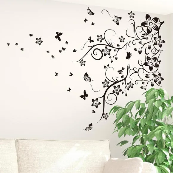 Butterfly Vine Wall Stickers - Black, Vinyl alternate view
