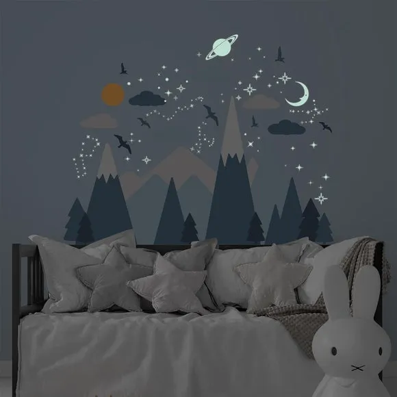 Mountain Landscape Wall Stickers - Blue, Vinyl alternate view