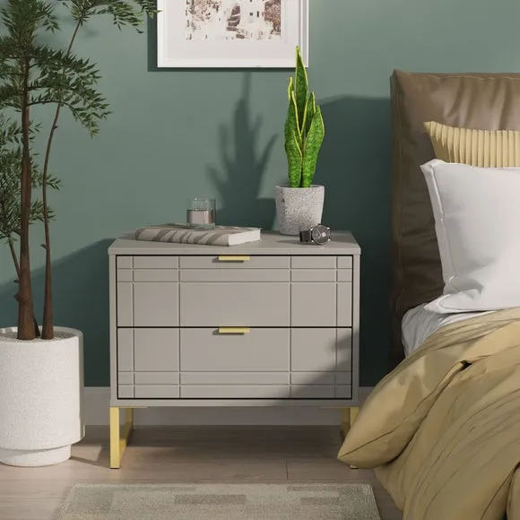 Darlton Wide Bedside Table - Dusk Grey, Wood product