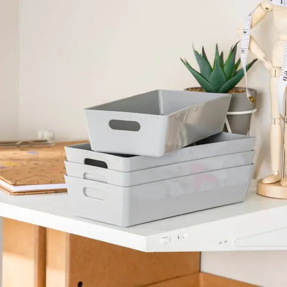 Set of 4 Storage Baskets with Handles - Grey alternate view