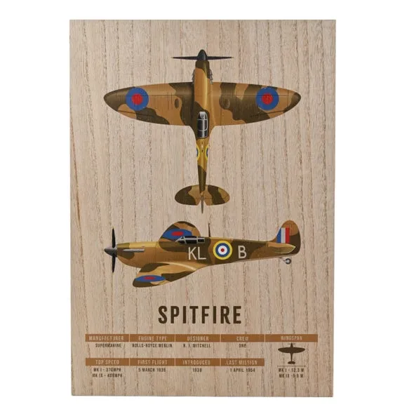 RAF Spitfire Wall Plaque - Brown, Wood Effect product