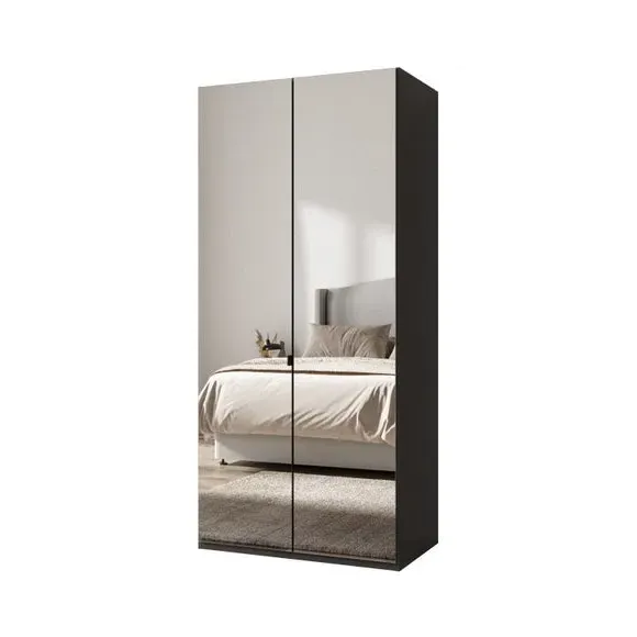 Kahla 2-Door Mirrored Wardrobe - Graphite Grey by Dunelm, image 3