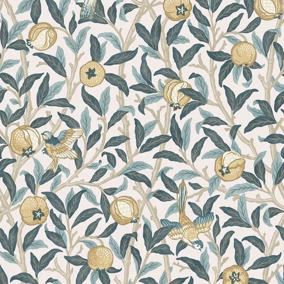 Bird Pomegranate Wallpaper - Blue, Paper alternate view