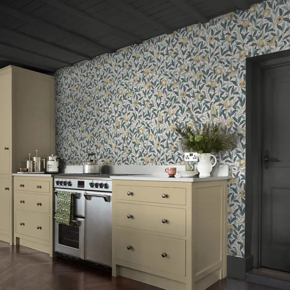 Bird Pomegranate Wallpaper - Cloudy Blue product