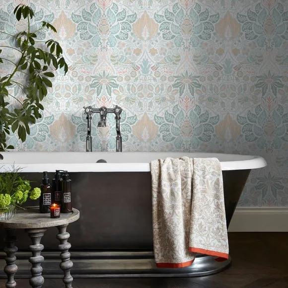 Dove Rose Haze Floral Wallpaper - Blue product