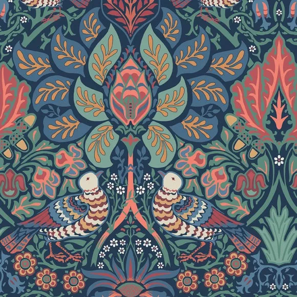 Dove Rose Midsummer Wallpaper - Blue alternate view