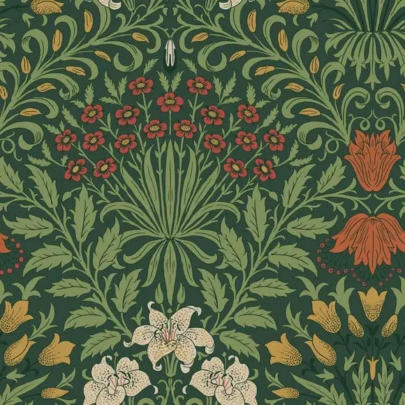 Garden Floral Wallpaper - Green, Paste-the-Wall alternate view