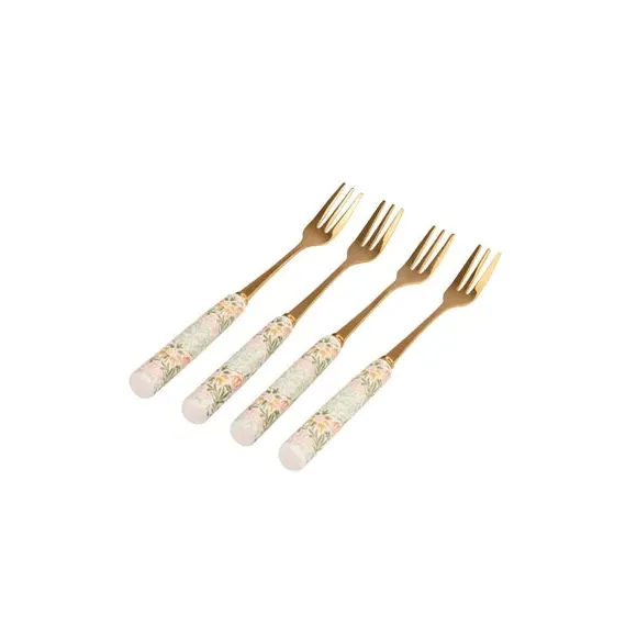 Kitchen Garden Set of 4 Cake Forks - Gold, Ceramic