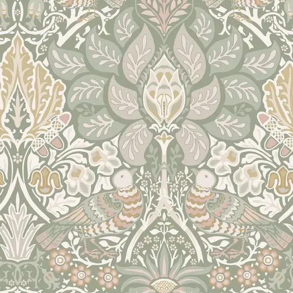 Rose Spring Garden Wallpaper - Green alternate view