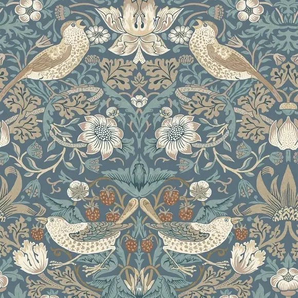 Strawberry Thief Wallpaper - Washed Blue alternate view