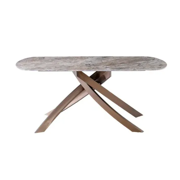 Fendi Rectangular 6-Seater Dining Table - Brown, Sintered Stone alternate view