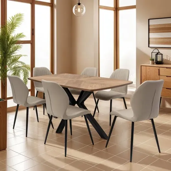 Hampton 6-Seater Rectangular Dining Table - Medium Oak product