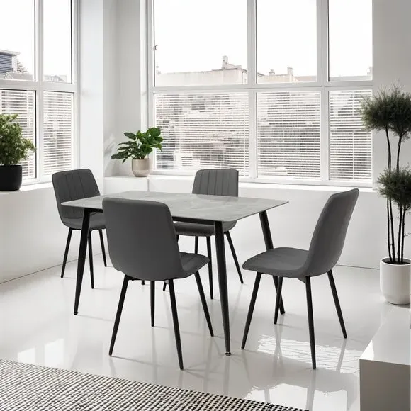 Riga 4-Seater Rectangular Dining Table - Grey, Sintered Stone product