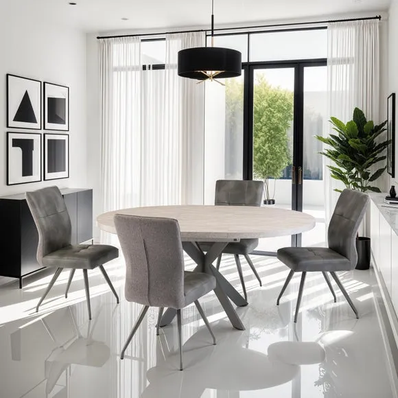 Rimini Round to Oval Extendable Dining Table - Light Grey product
