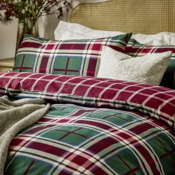 Braemar Check Duvet Cover Set - Berry Red, Cotton alternate view