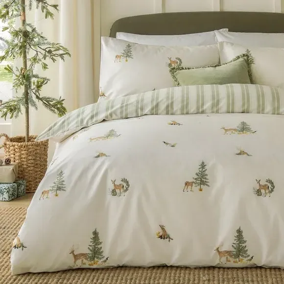 Duvet Cover Set with Pillowcase - Green, Cotton alternate view