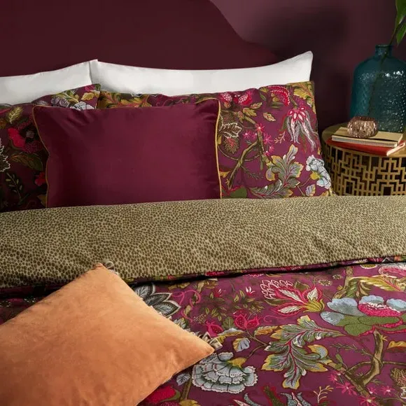Reversible Duvet Cover Set - Purple, Tropical Print alternate view