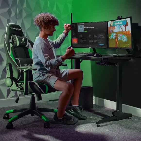 Agility Junior Esports Reclining Gaming Chair - Green, Faux Leather alternate view