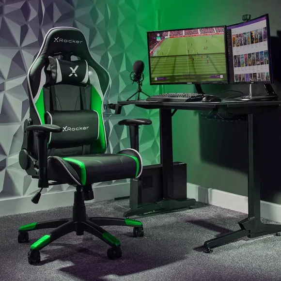 Agility Junior Esports Reclining Gaming Chair - Green, Faux Leather product