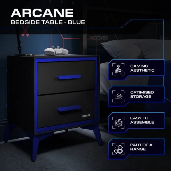 Arcane 2 Drawer Bedside Table - Blue alternate view